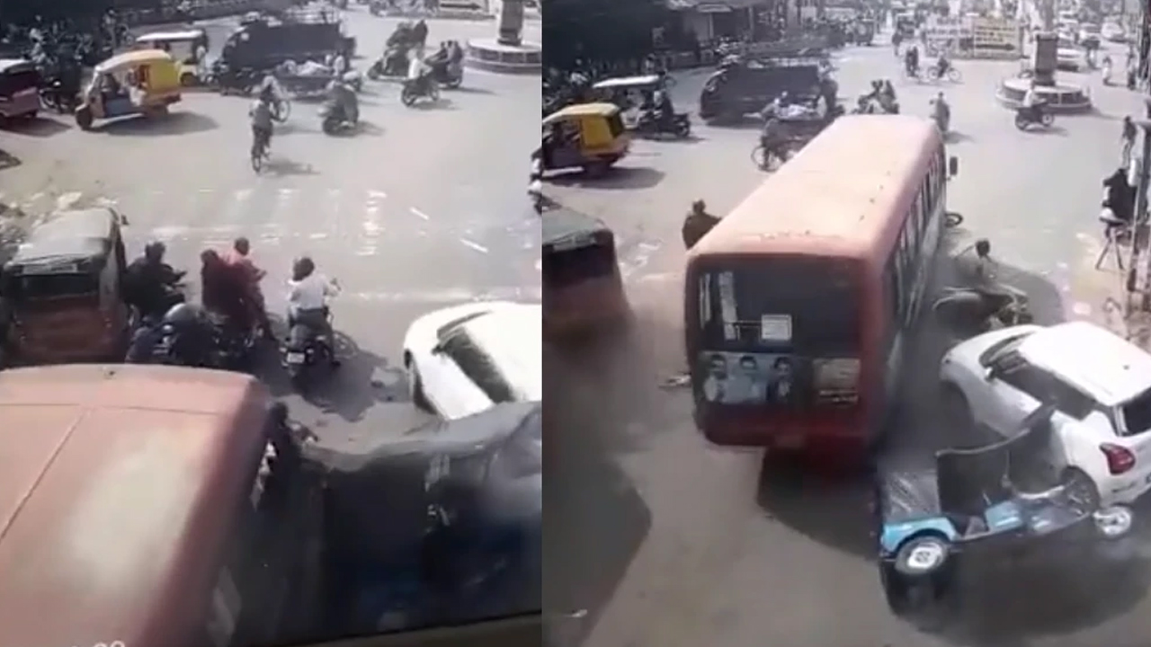 Heart attack: Driver slumps on seat due to heart attack.. Bus hits ...